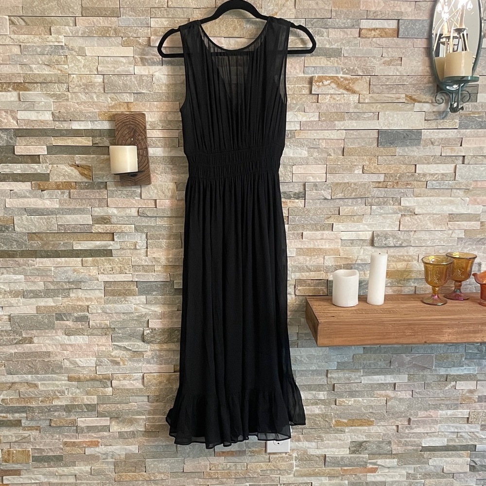 Abercrombie & Fitch Black Pleated Midi Dress